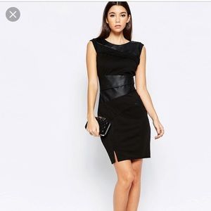 Black dress with leather details